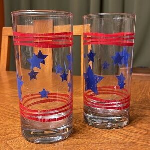 Vintage Mid Century Modern Patriotic USA Tumble Glasses Vintage USA Tumblers